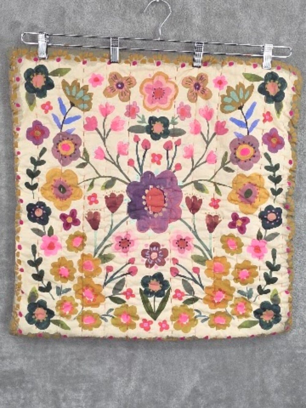 Natural Life Bungalow Reversible Cotton Euro Sham Pillow Cover Floral Colorful